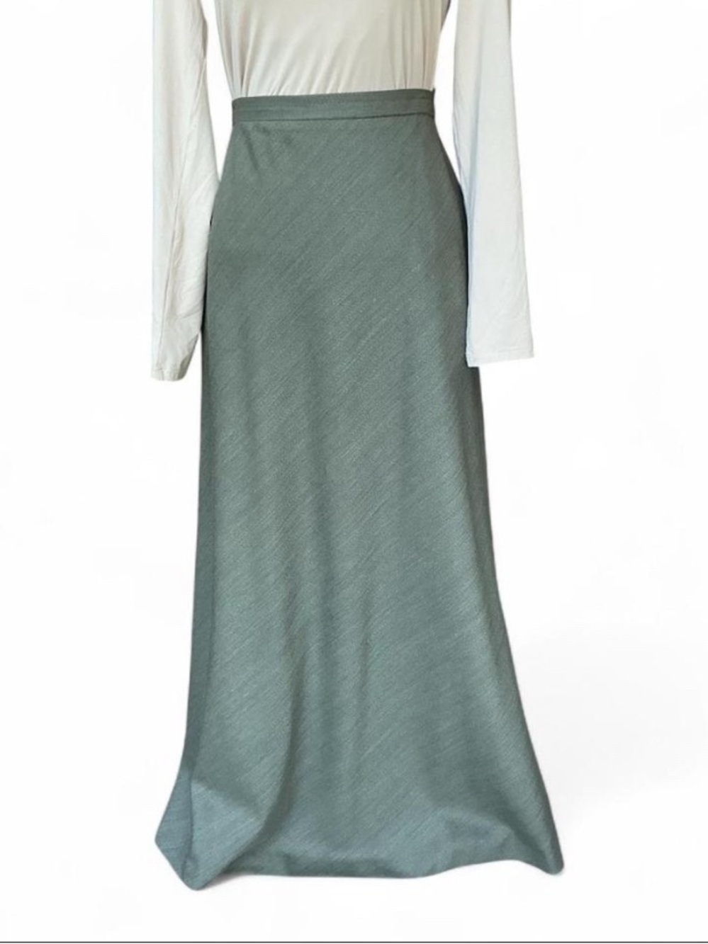 Vintage Academia Whimsigoth Granola Girl Ralph Lauren Green Wool Maxi Skirt